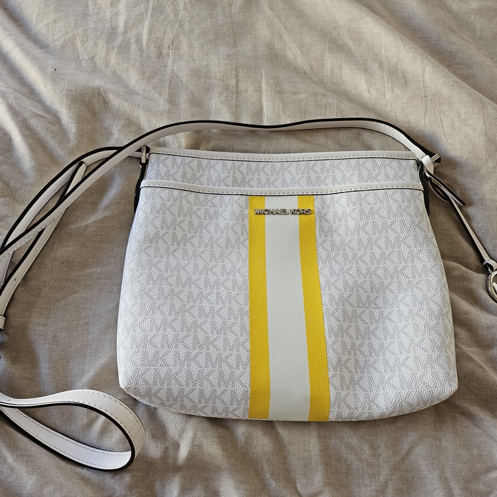 Michael Kors White and Yellow Crossbody Bag
